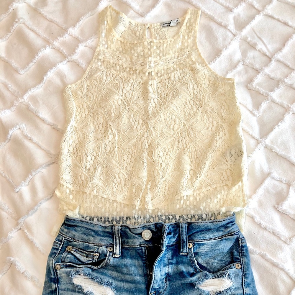 NWOT American Eagle Sheer long lace tank top